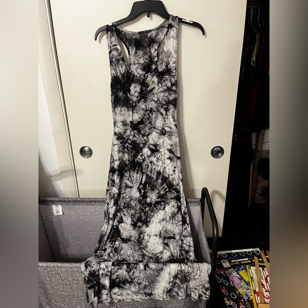 West Kei Black and Gray Tie-Dye Maxi Dress